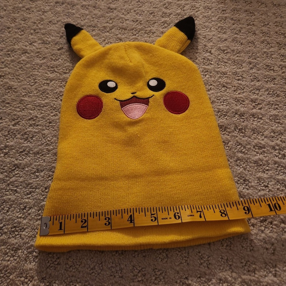 Nintendo Pokemon Pikachu Yellow Knit Beanie Hat Youth OSFM - Picture 6 of 8